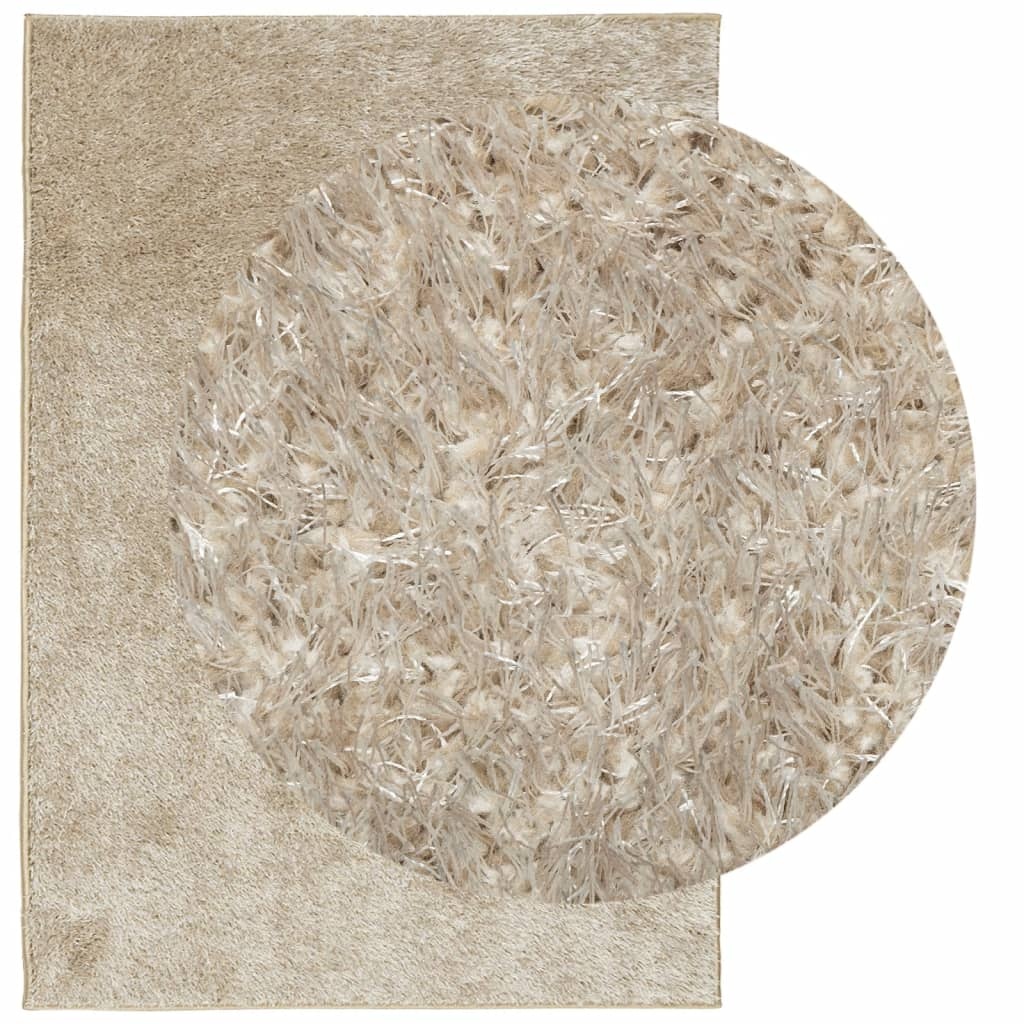 vidaXL Vloerkleed hoogpolig glanzend 120x170 cm beige