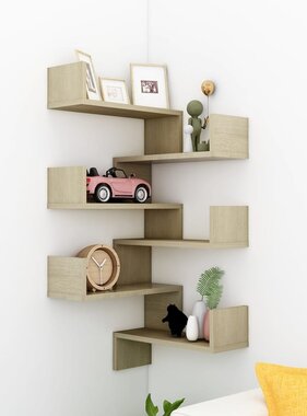 VidaXL Hoekwandschapen 2 st 40x40x50 cm spaanplaat sonoma eikenkleurig