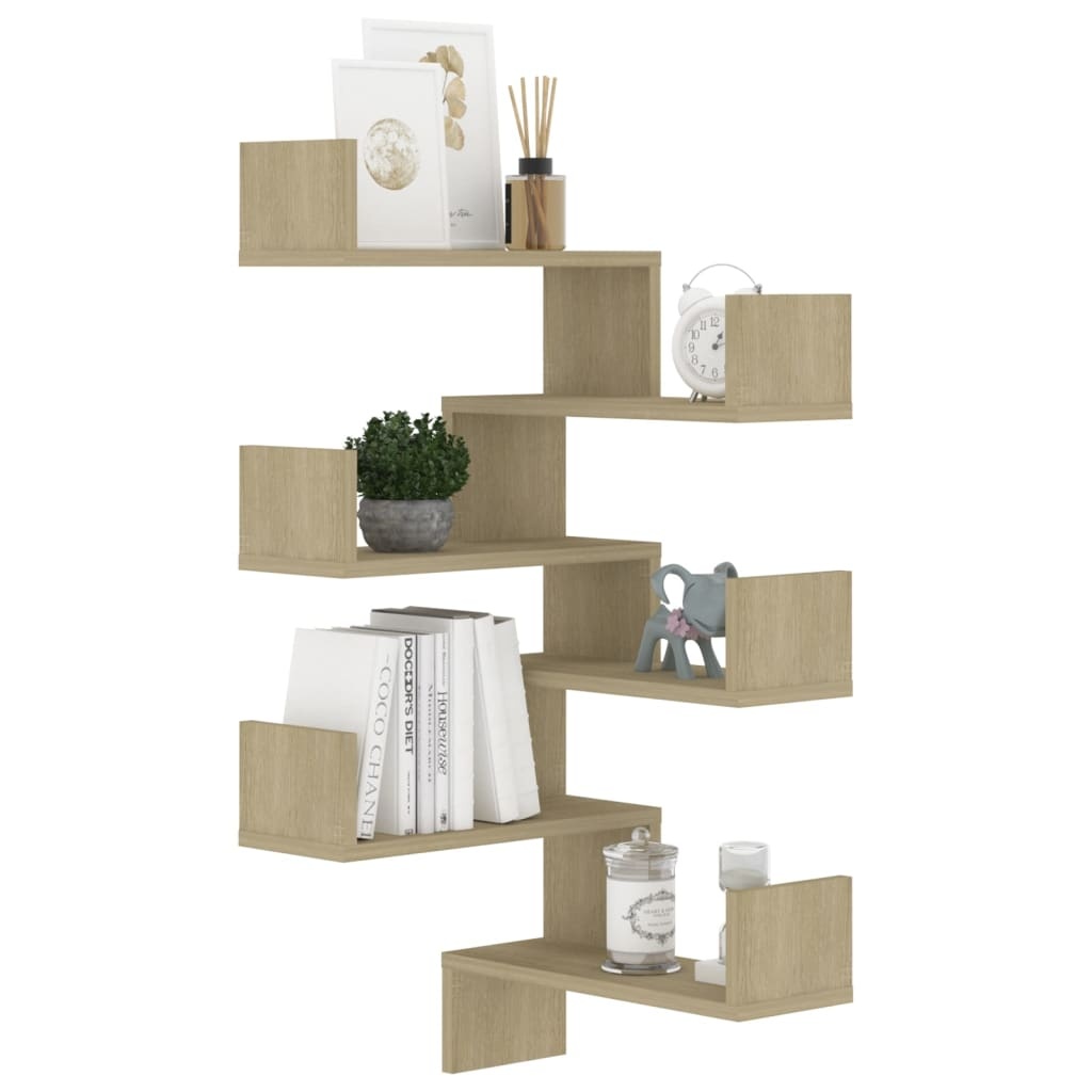 VidaXL Hoekwandschapen 2 st 40x40x50 cm spaanplaat sonoma eikenkleurig