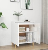 VidaXL Dressoir met houten poten 60x35x70 cm spaanplaat hoogglans wit