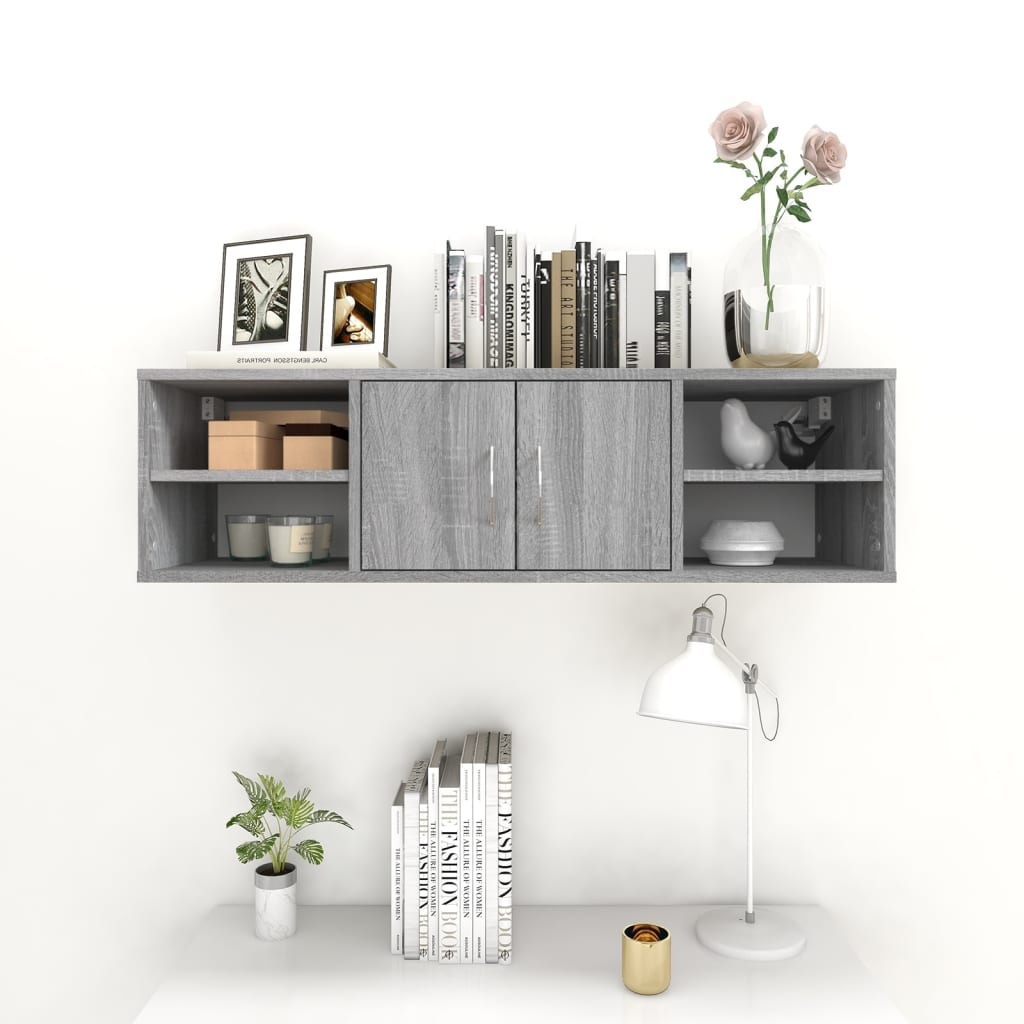 VidaXL Wandschap 102x30x29 cm bewerkt hout grijs sonoma eikenkleurig