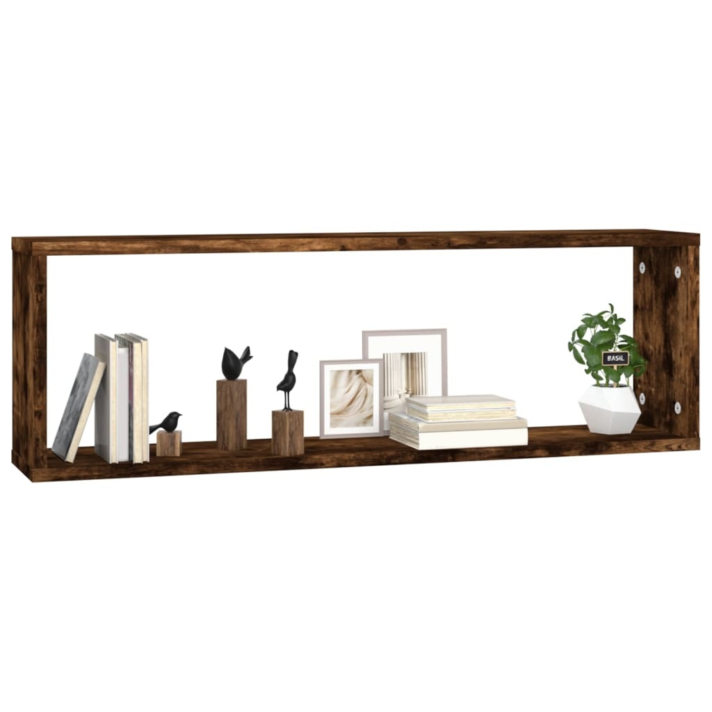 VidaXL Wandschappen kubus 4 st 80x15x26,5 cm hout gerookt eikenkleurig