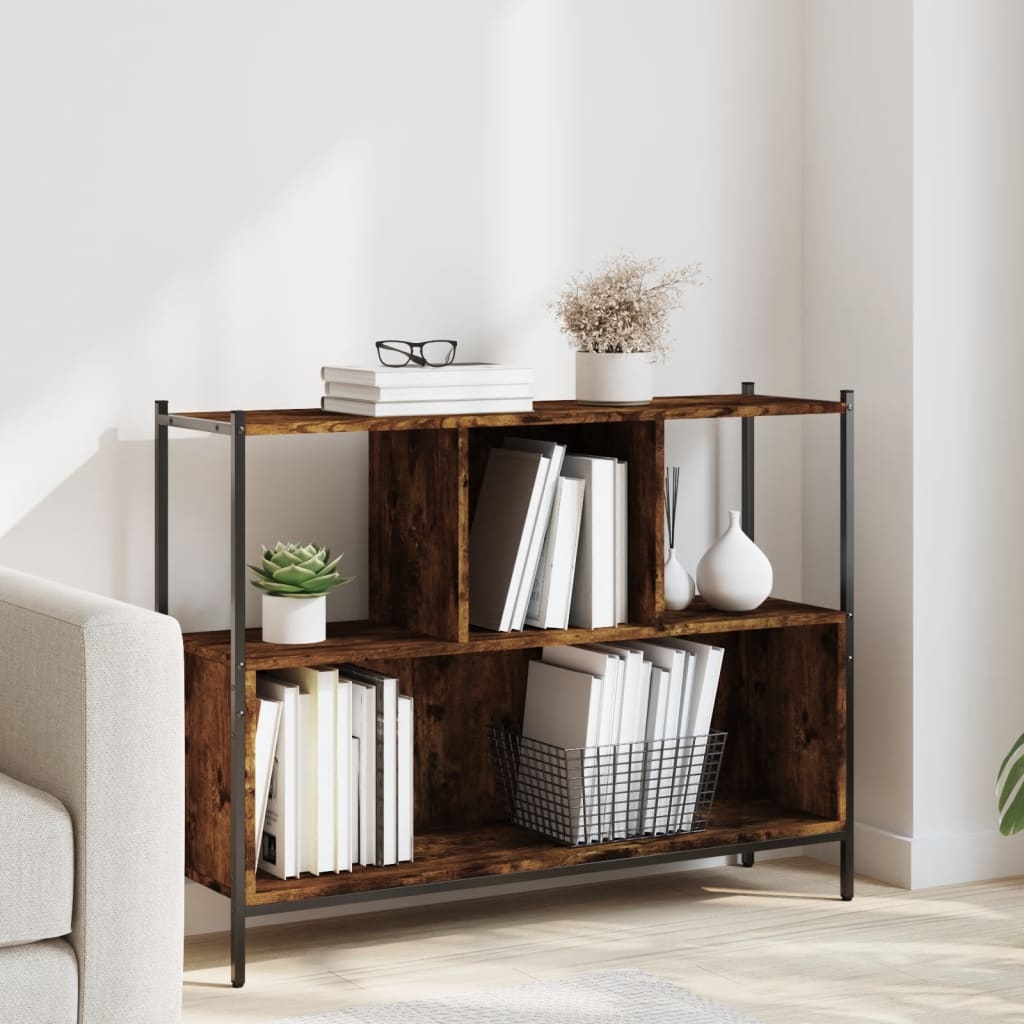 VidaXL Boekenkast 102x28x77,5 cm bewerkt hout gerookt eikenkleurig