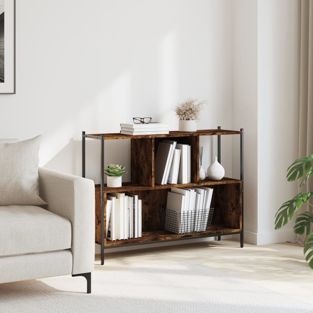 VidaXL Boekenkast 102x28x77,5 cm bewerkt hout gerookt eikenkleurig