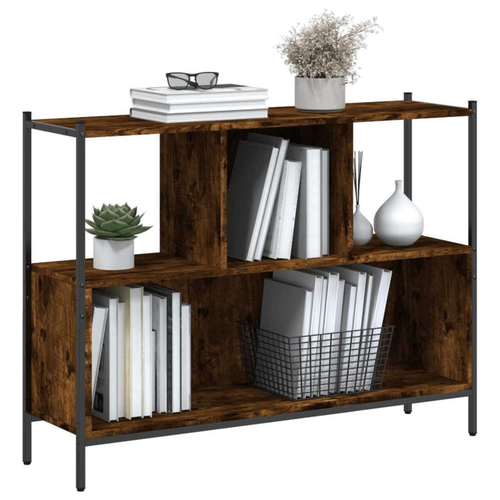 VidaXL Boekenkast 102x28x77,5 cm bewerkt hout gerookt eikenkleurig