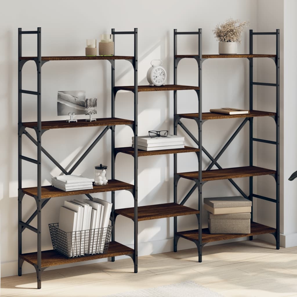 VidaXL Boekenkast 160x28,5x136,5 cm bewerkt hout bruineikenkleurig