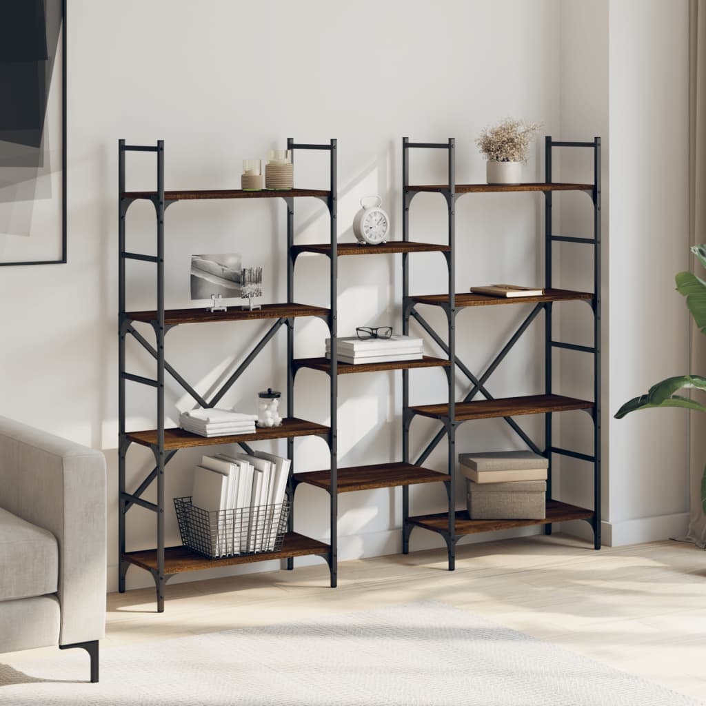 VidaXL Boekenkast 160x28,5x136,5 cm bewerkt hout bruineikenkleurig