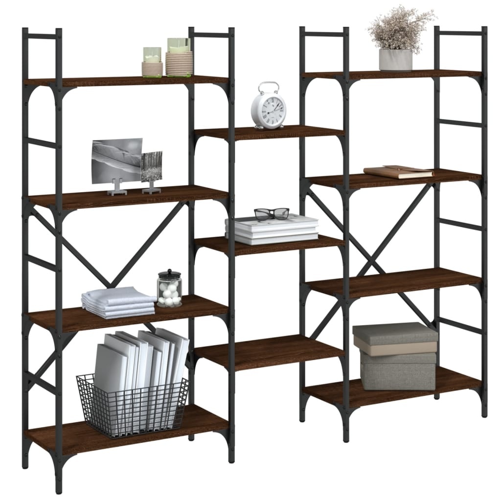 VidaXL Boekenkast 160x28,5x136,5 cm bewerkt hout bruineikenkleurig