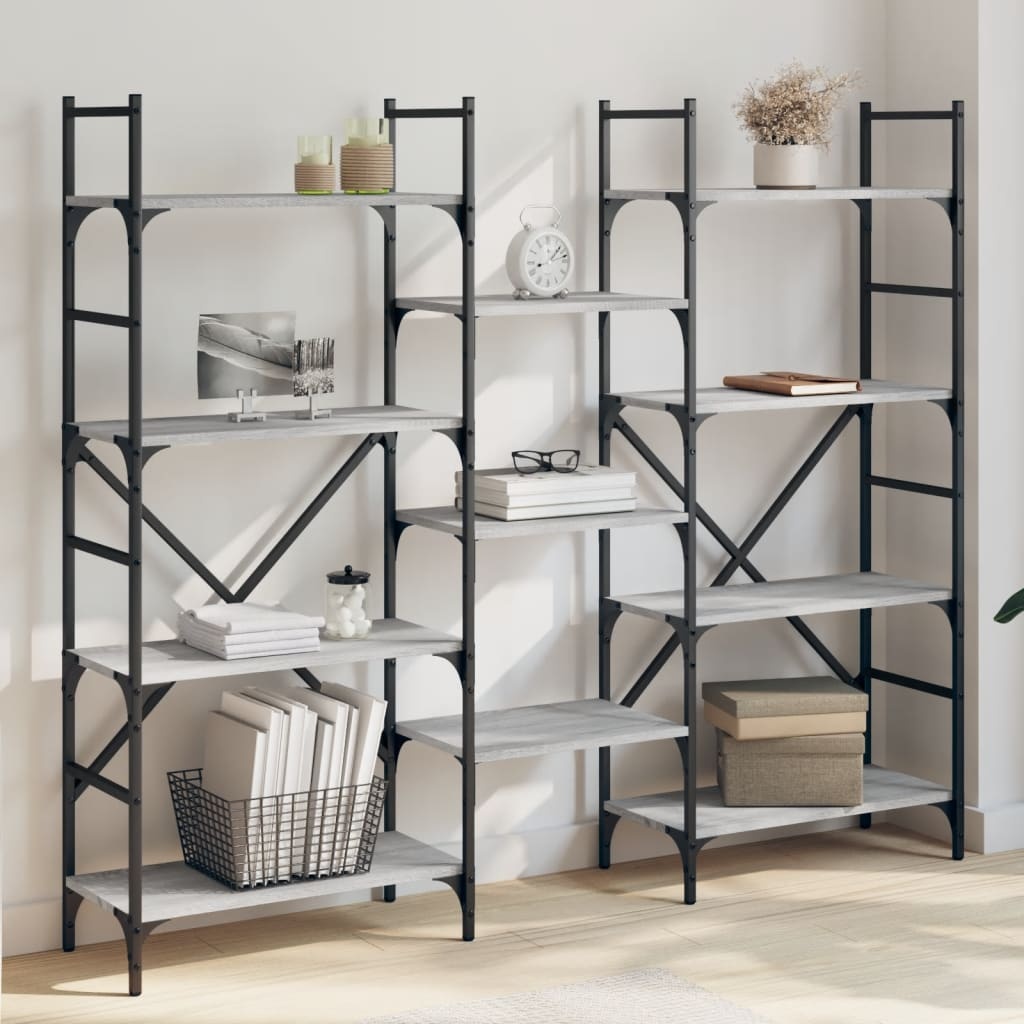 VidaXL Boekenkast 160x28,5x136,5 cm bewerkt hout grijs sonoma eiken