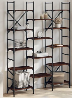 VidaXL Boekenkast 127,5x28,5x172,5 cm bewerkt hout bruineikenkleurig