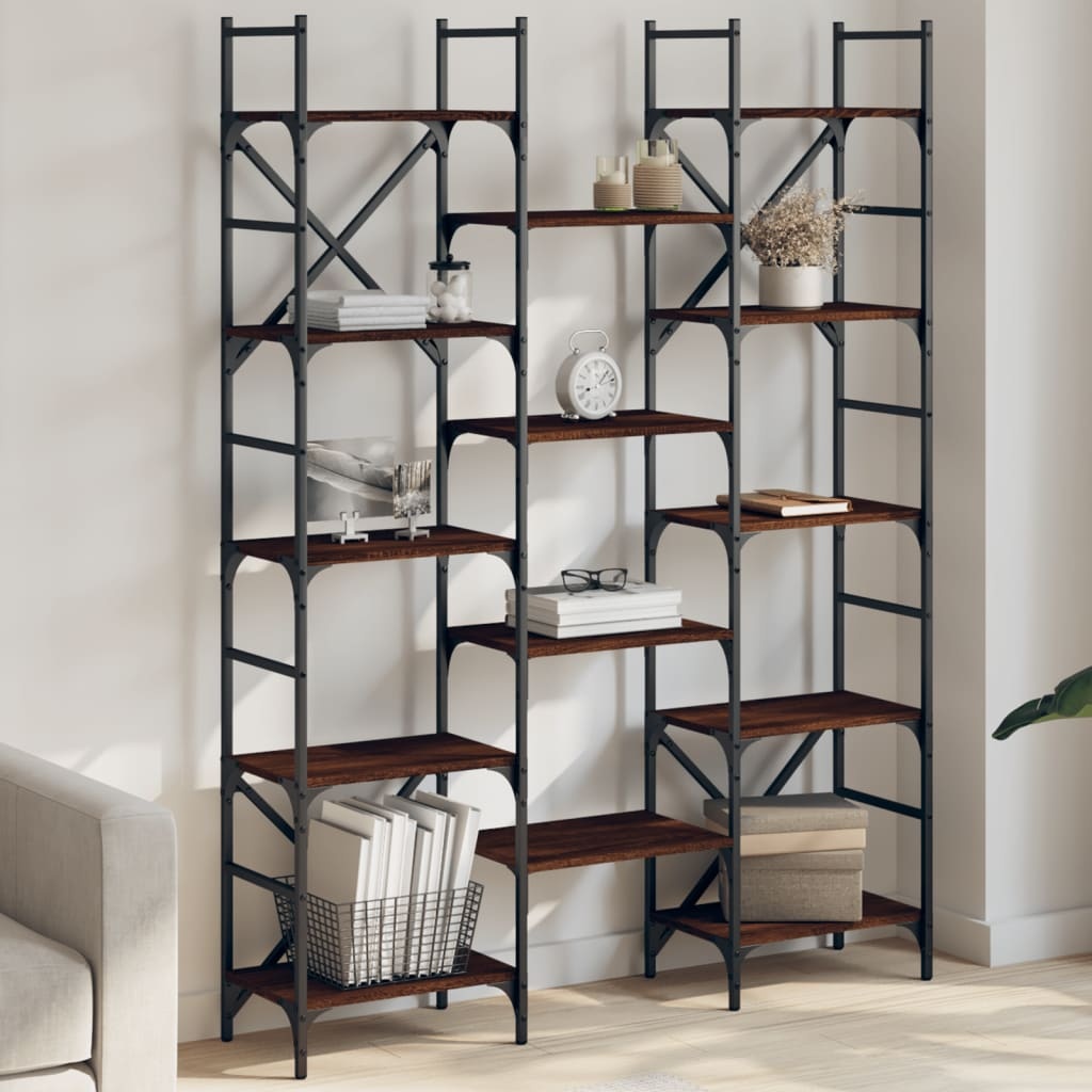 VidaXL Boekenkast 127,5x28,5x172,5 cm bewerkt hout bruineikenkleurig