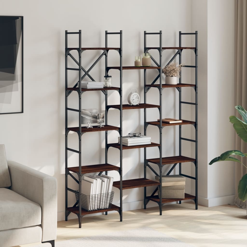 VidaXL Boekenkast 127,5x28,5x172,5 cm bewerkt hout bruineikenkleurig