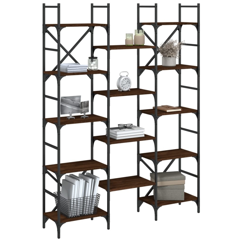 VidaXL Boekenkast 127,5x28,5x172,5 cm bewerkt hout bruineikenkleurig