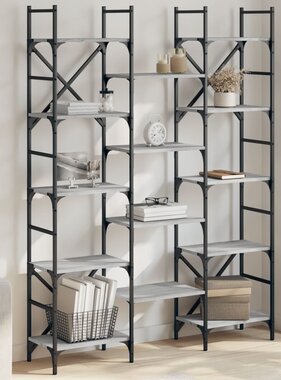 VidaXL Boekenkast 127,5x28,5x172,5 cm bewerkt hout grijs sonoma eiken