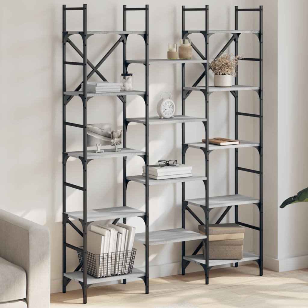 VidaXL Boekenkast 127,5x28,5x172,5 cm bewerkt hout grijs sonoma eiken
