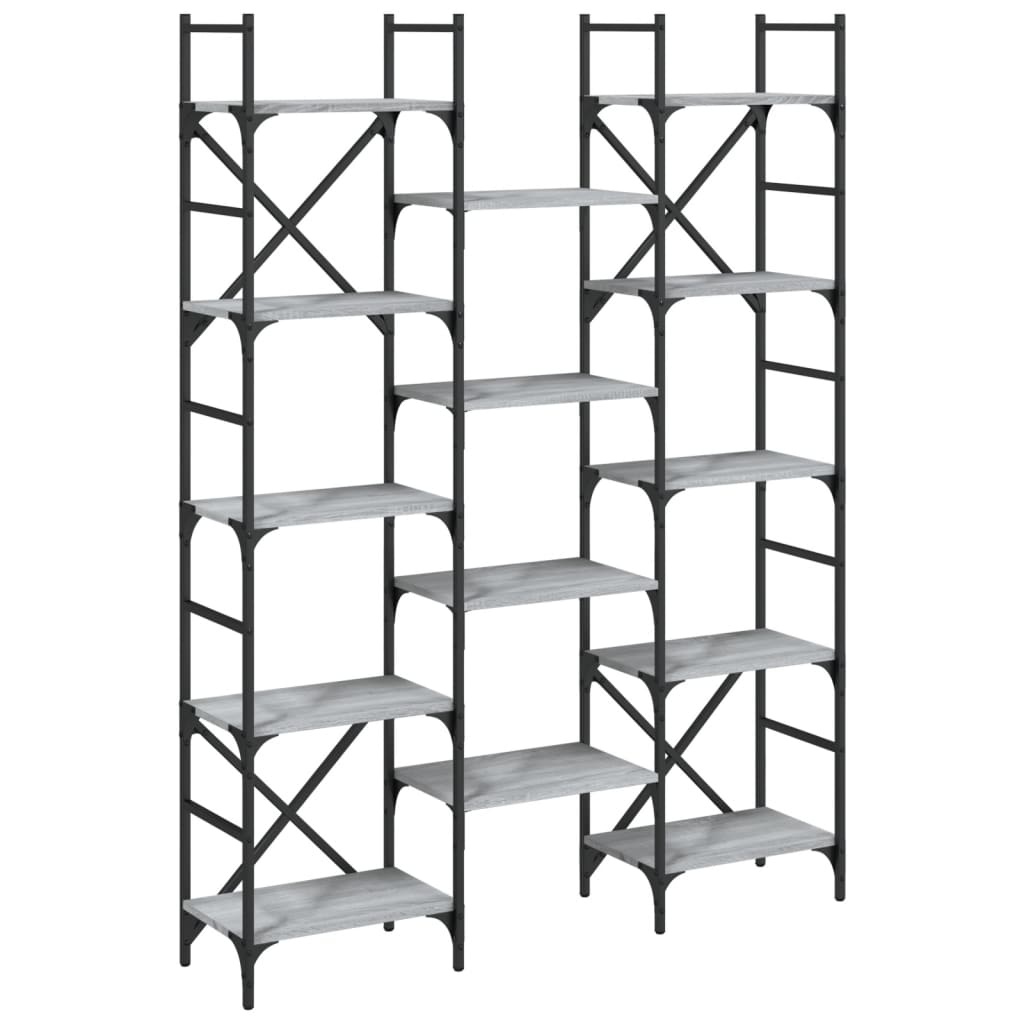 VidaXL Boekenkast 127,5x28,5x172,5 cm bewerkt hout grijs sonoma eiken
