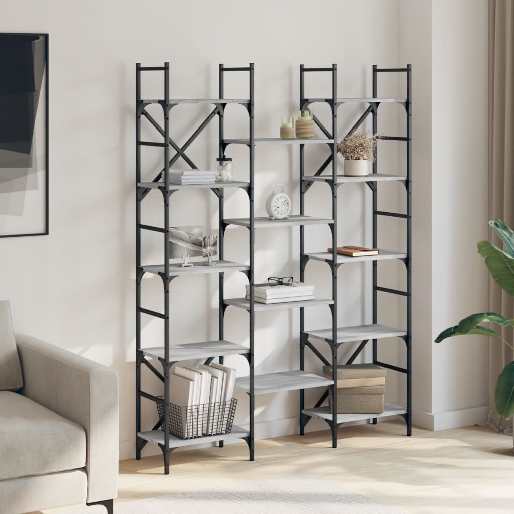 VidaXL Boekenkast 127,5x28,5x172,5 cm bewerkt hout grijs sonoma eiken
