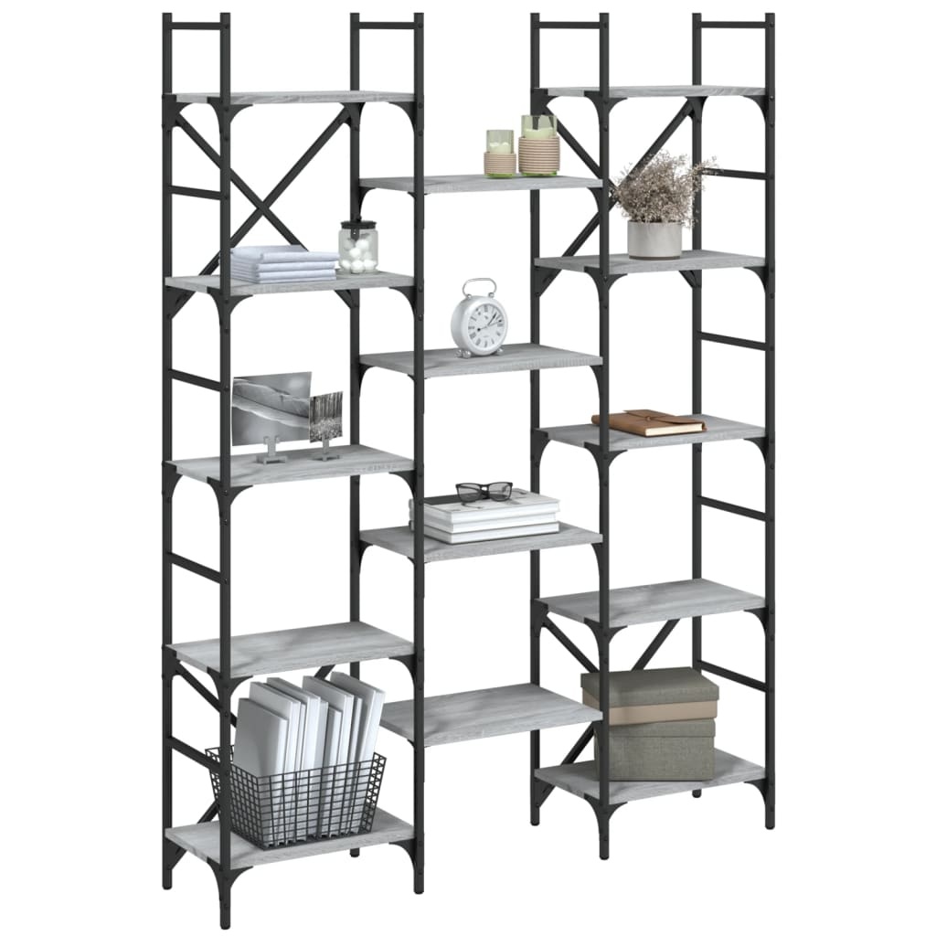 VidaXL Boekenkast 127,5x28,5x172,5 cm bewerkt hout grijs sonoma eiken