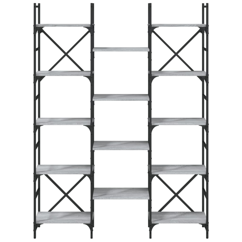 VidaXL Boekenkast 127,5x28,5x172,5 cm bewerkt hout grijs sonoma eiken