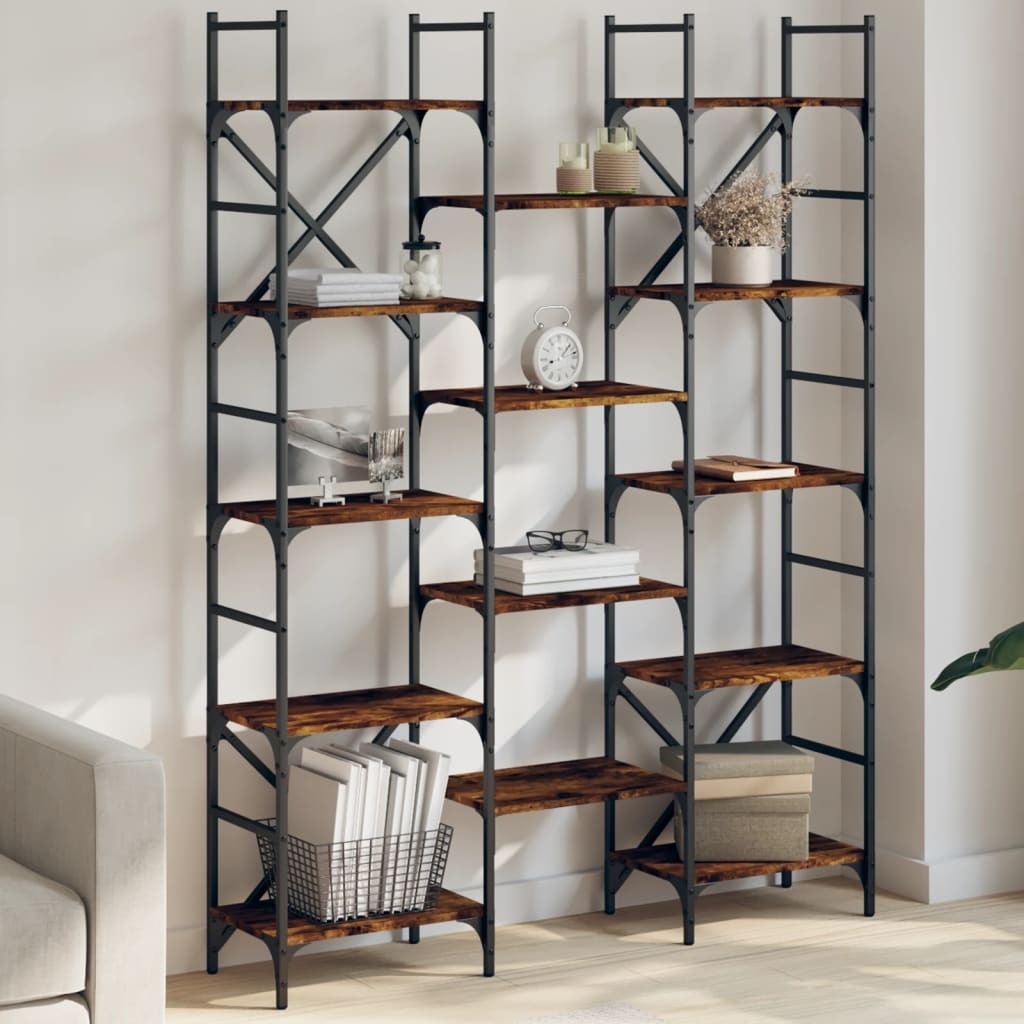 VidaXL Boekenkast 127,5x28,5x172,5 cm bewerkt hout gerookt eikenkleur