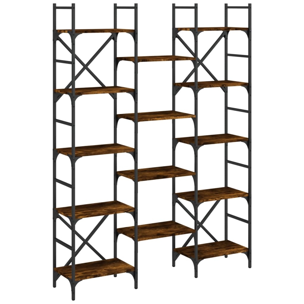VidaXL Boekenkast 127,5x28,5x172,5 cm bewerkt hout gerookt eikenkleur