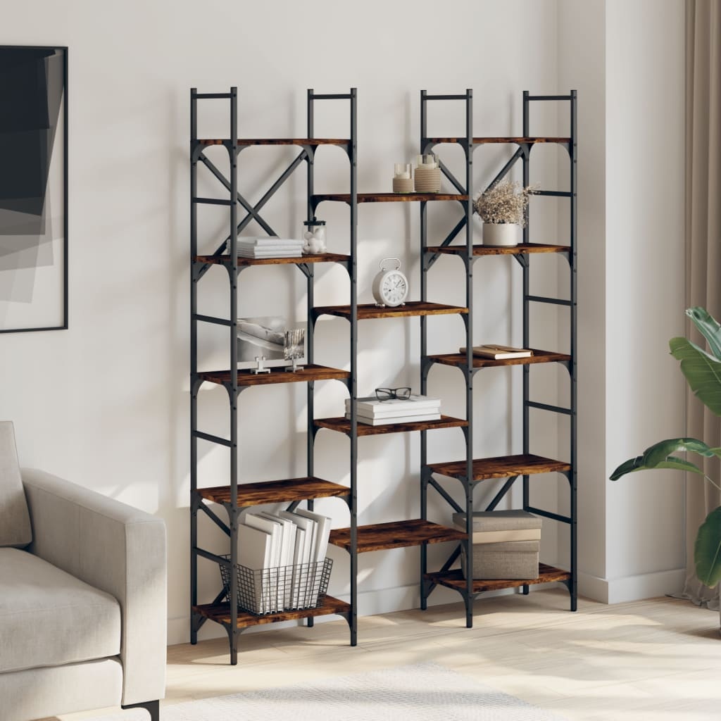 VidaXL Boekenkast 127,5x28,5x172,5 cm bewerkt hout gerookt eikenkleur