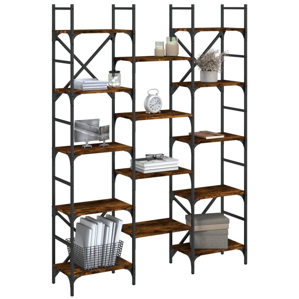 VidaXL Boekenkast 127,5x28,5x172,5 cm bewerkt hout gerookt eikenkleur