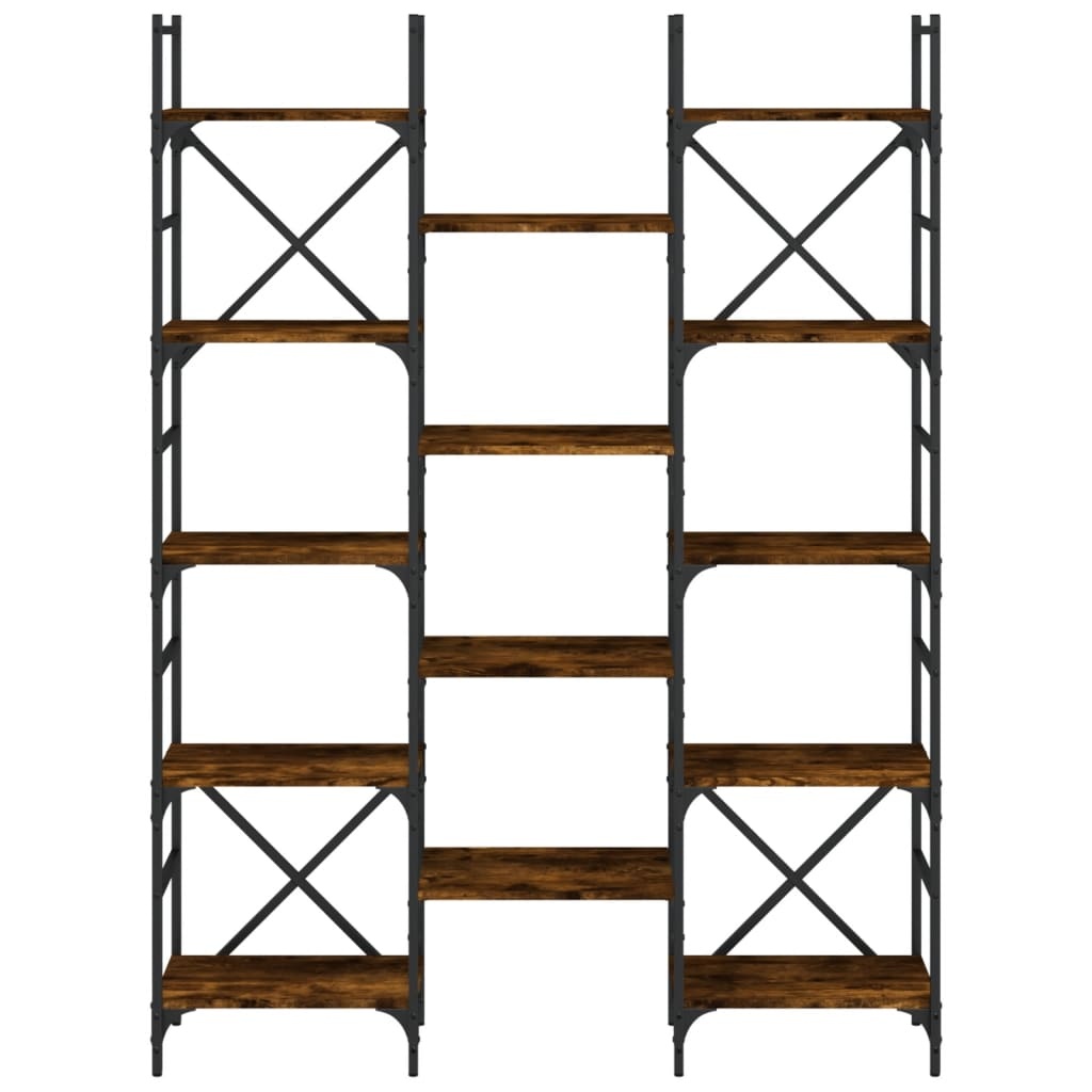 VidaXL Boekenkast 127,5x28,5x172,5 cm bewerkt hout gerookt eikenkleur