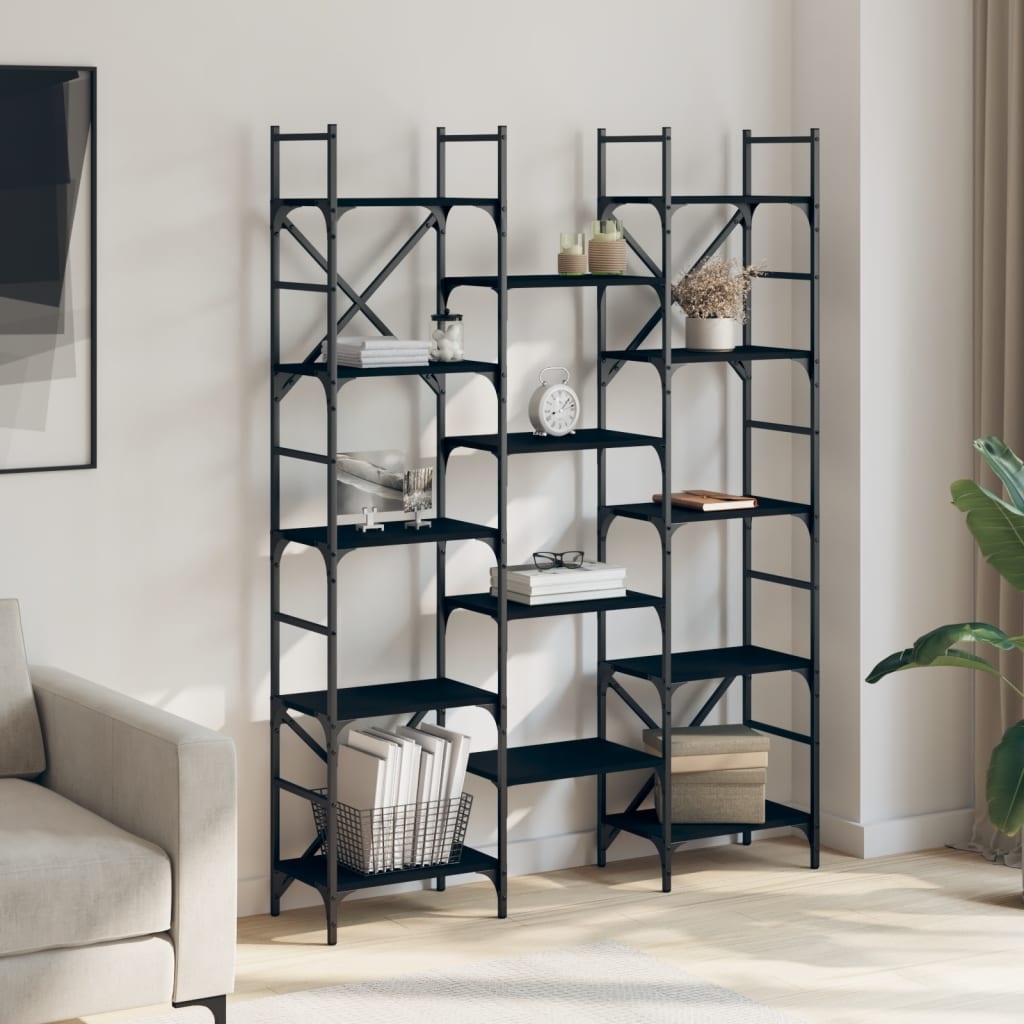 VidaXL Boekenkast 127,5x28,5x172,5 cm bewerkt hout zwart