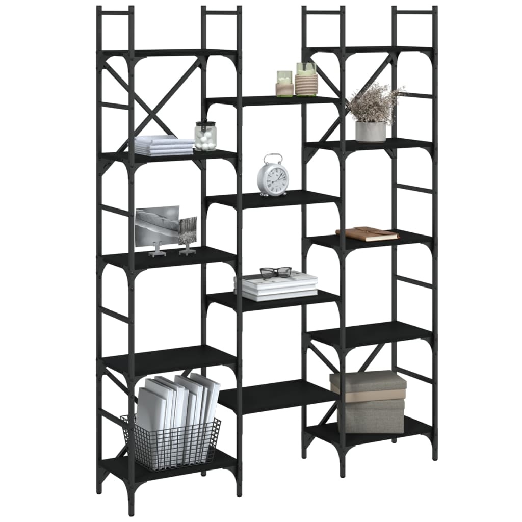 VidaXL Boekenkast 127,5x28,5x172,5 cm bewerkt hout zwart
