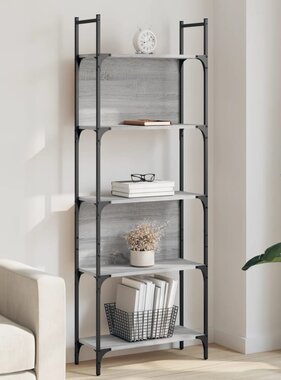 VidaXL Boekenkast 5-laags 60,5x24x166,5 cm bewerkt hout grijs sonoma
