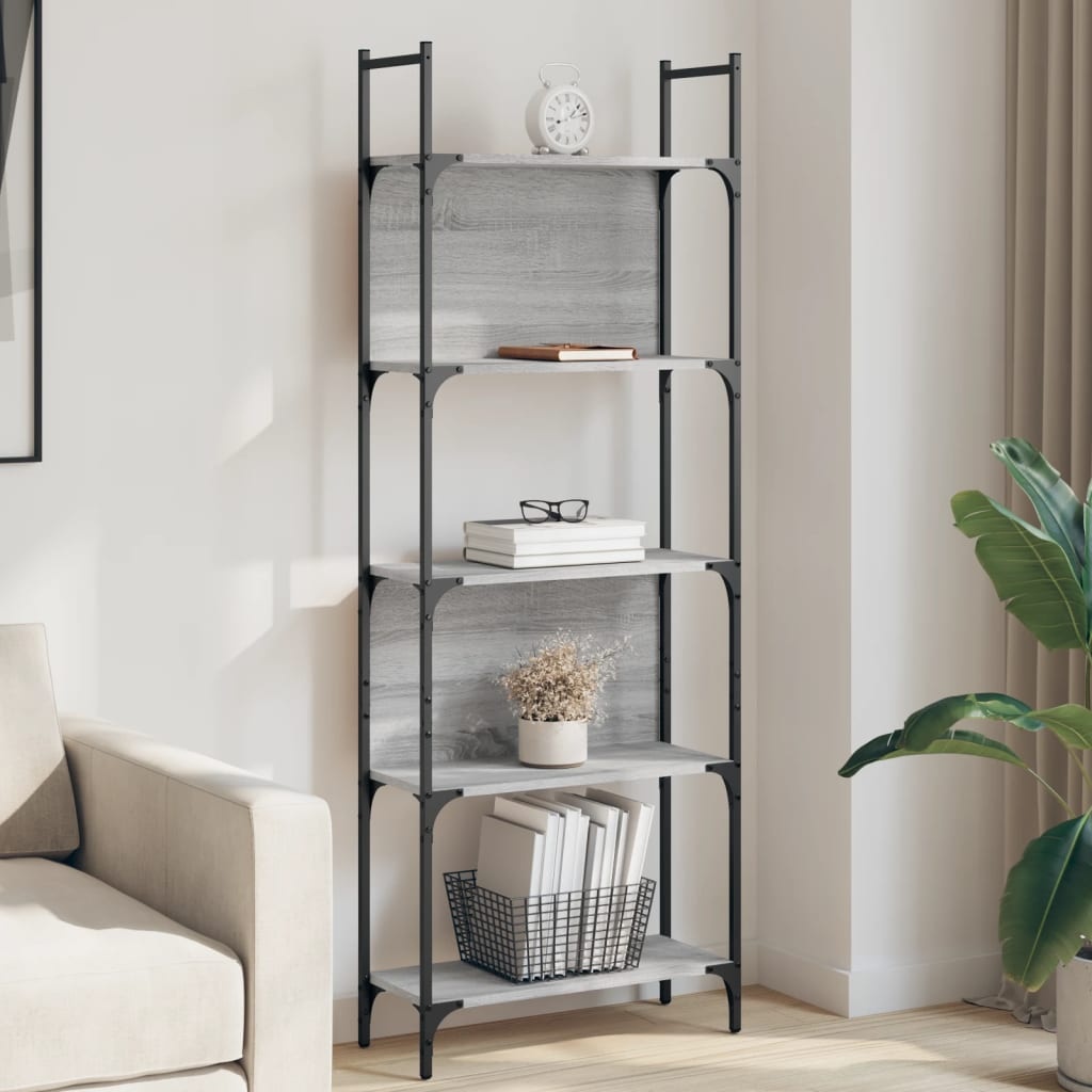 VidaXL Boekenkast 5-laags 60,5x24x166,5 cm bewerkt hout grijs sonoma