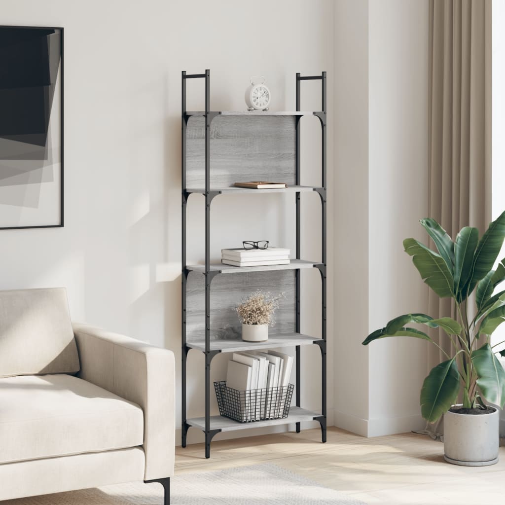 VidaXL Boekenkast 5-laags 60,5x24x166,5 cm bewerkt hout grijs sonoma