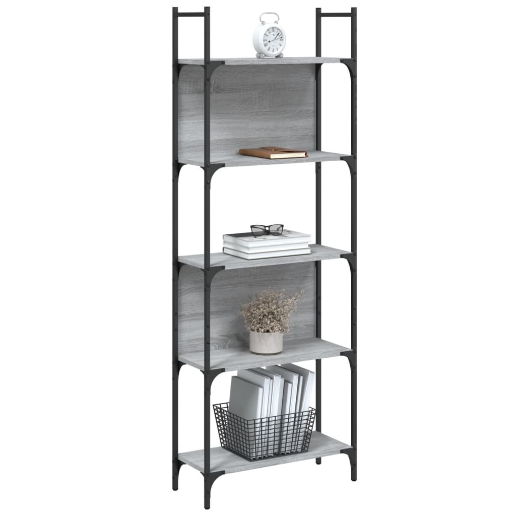 VidaXL Boekenkast 5-laags 60,5x24x166,5 cm bewerkt hout grijs sonoma