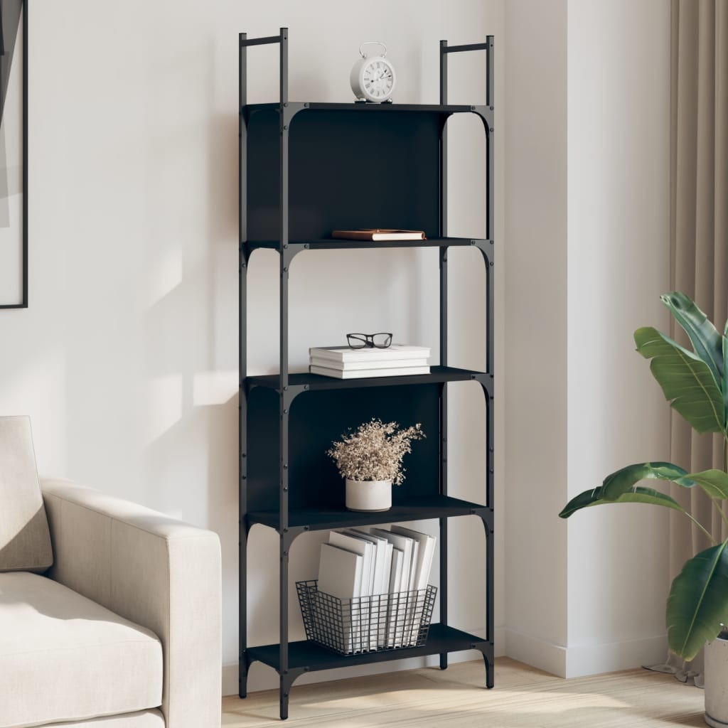 VidaXL Boekenkast 5-laags 60,5x24x166,5 cm bewerkt hout zwart