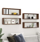 VidaXL Wandschappen kubus 4 st 80x15x26,5 cm hout bruin eikenkleur