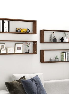 VidaXL Wandschappen kubus 4 st 80x15x26,5 cm hout bruin eikenkleur