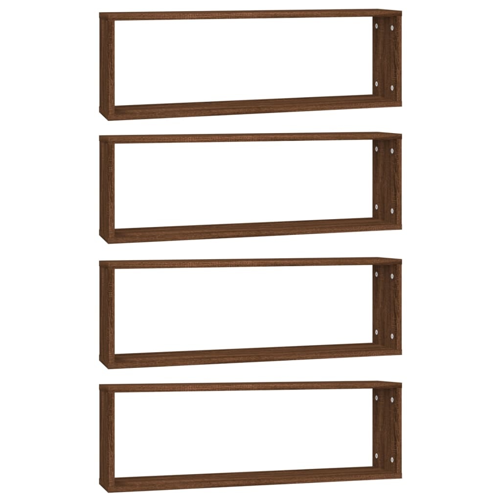 VidaXL Wandschappen kubus 4 st 80x15x26,5 cm hout bruin eikenkleur
