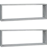 VidaXL Wandschappen kubus 2 st 80x15x26,5 cm bewerkt hout grijs sonoma