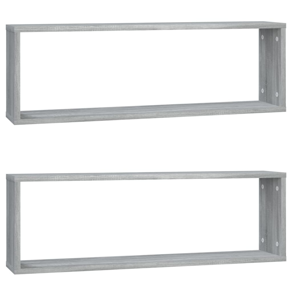 VidaXL Wandschappen kubus 2 st 80x15x26,5 cm bewerkt hout grijs sonoma