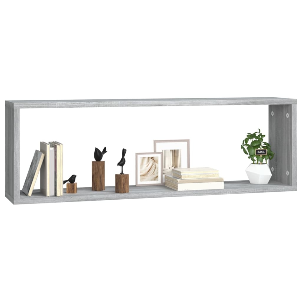 VidaXL Wandschappen kubus 2 st 80x15x26,5 cm bewerkt hout grijs sonoma