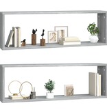 VidaXL Wandschappen kubus 2 st 80x15x26,5 cm bewerkt hout grijs sonoma
