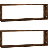 VidaXL Wandschappen kubus 2 st 80x15x26,5 cm hout gerookt eikenkleurig