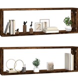 VidaXL Wandschappen kubus 2 st 80x15x26,5 cm hout gerookt eikenkleurig