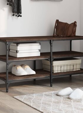 VidaXL Schoenenbankje 100x38,5x49 cm bewerkt hout bruineikenkleurig