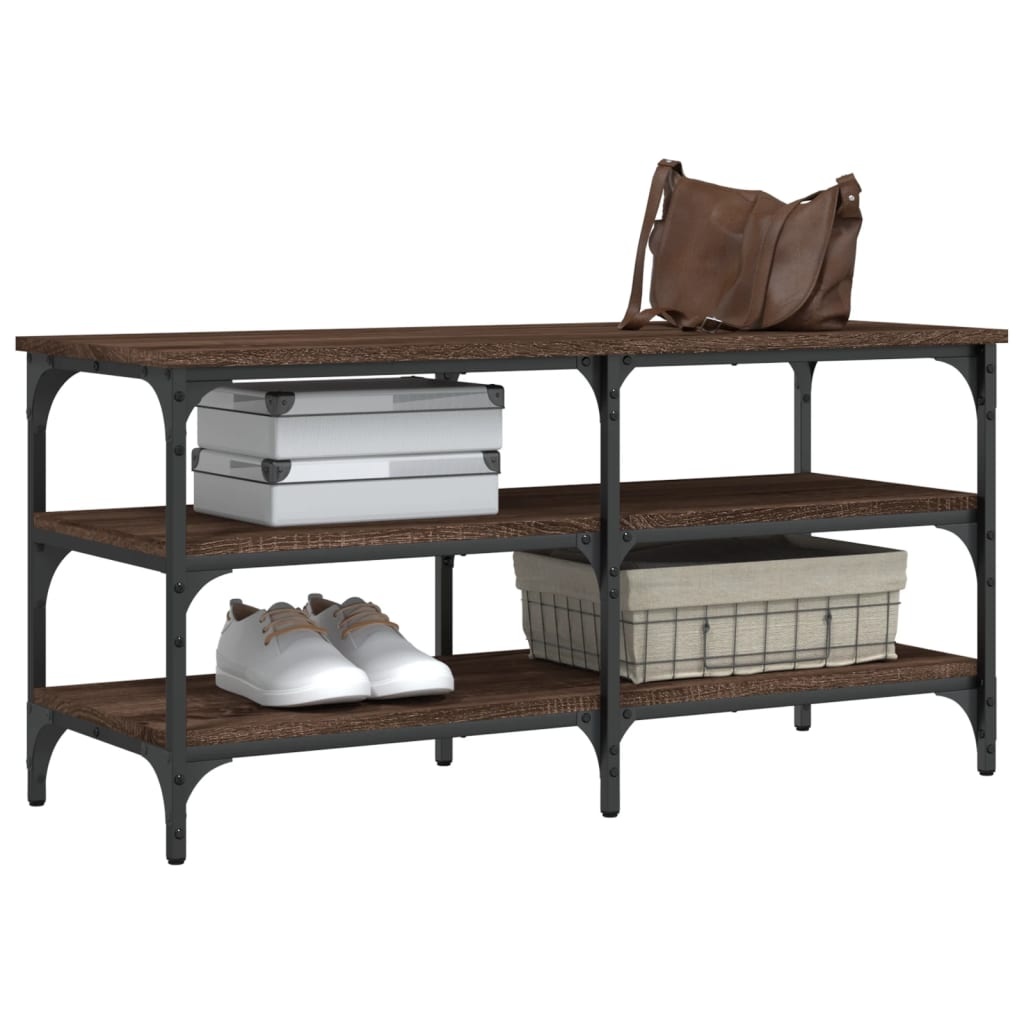 VidaXL Schoenenbankje 100x38,5x49 cm bewerkt hout bruineikenkleurig