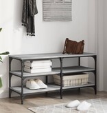 VidaXL Schoenenbankje 100x38,5x49 cm bewerkt hout grijs sonoma