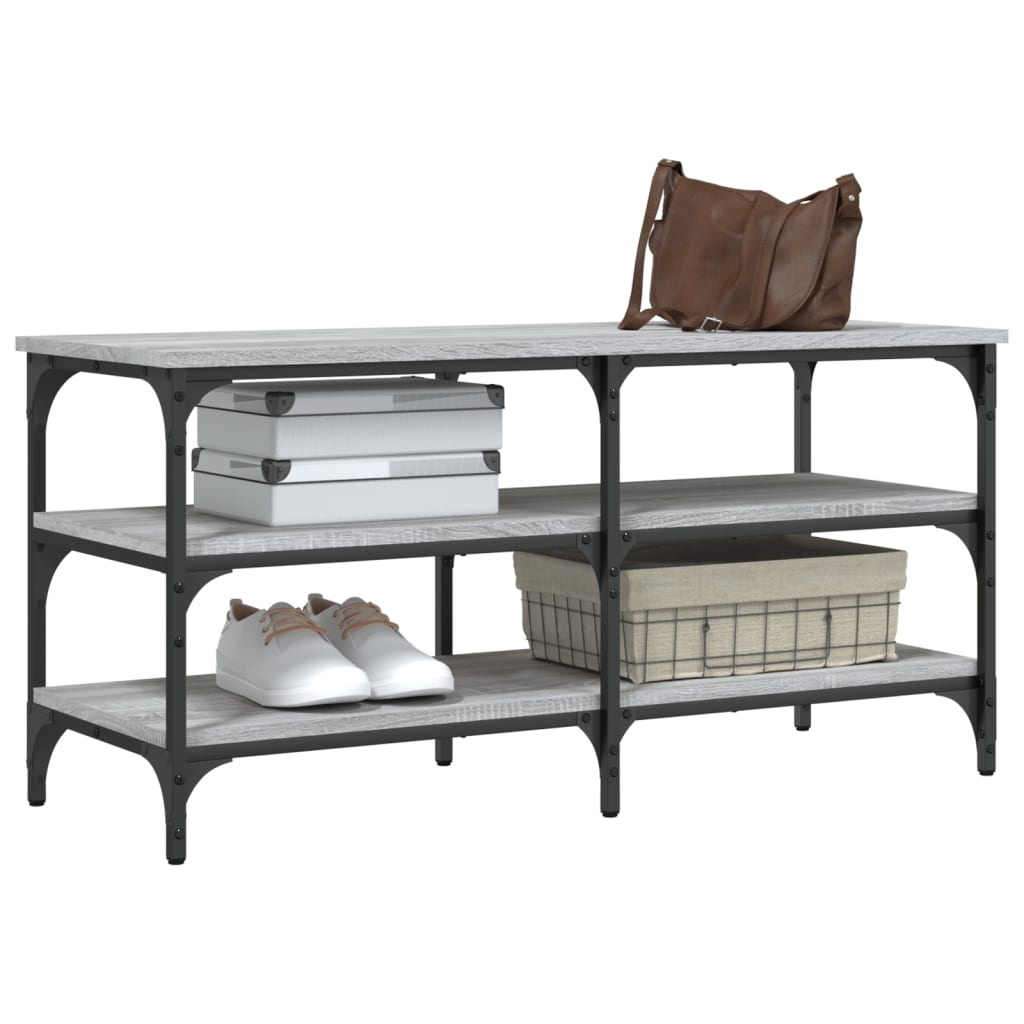 VidaXL Schoenenbankje 100x38,5x49 cm bewerkt hout grijs sonoma