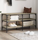 VidaXL Schoenenbankje 100x38,5x49 cm bewerkt hout sonoma eikenkleurig