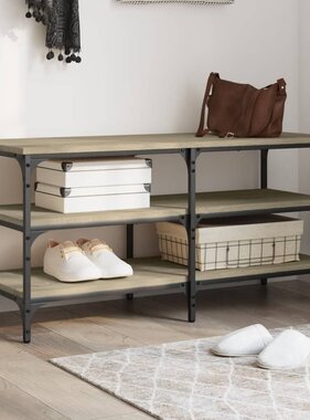 VidaXL Schoenenbankje 100x38,5x49 cm bewerkt hout sonoma eikenkleurig